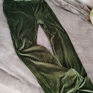 Green Velvet Legging Type Pants